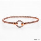 F00391-B-P, Italian Round Chain with White CZ Round Design Bangle Hook clasp