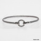 F00391-B-Rh, Italian Round Chain with White CZ Round Design Bangle Hook clasp