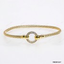 F00391-B-Y, Italian Round Chain with White CZ Round Design Bangle Hook clasp