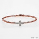 F00393, Italian Rose Gold Plating Chain with Rhodium white CZ Cross Bangle