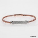 F00394, Italian Rose Gold Plating Chain with Design White CZ Bar Bangle