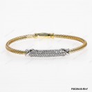 F00394, Italian Yellow Gold Plating Chain with Design White CZ Bar Bangle