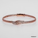 F00398, Italian Flat 3.6mm Chain with White CZ Design Bangle Rose Gold Plating