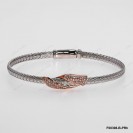 F00398, Italian Flat 3.6mm Chain with Rose Gold Plating White CZ Design Bangle