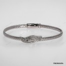 F00398, Italian Flat 3.6mm Chain with White CZ Design Bangle Rhodium Plating