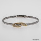 F00398, Italian Flat 3.6mm Chain with Yellow Gold Plating White CZ Design Bangle