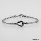 F00400, Italian Black CZ Design Bangle with Oval Trigger Clasp