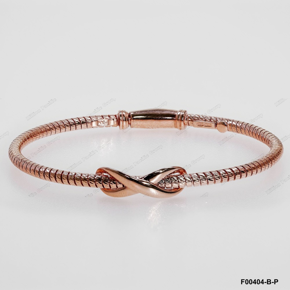 F00401, Italian Diamond Cut Round Chain with Slver Infinity Bangle
