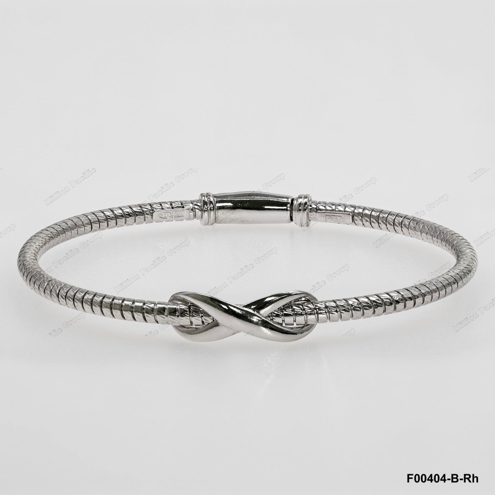 F00401, Italian Diamond Cut Round Chain with Slver Infinity Bangle