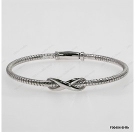 F00401, Italian Diamond Cut Round Chain with Slver Infinity Bangle