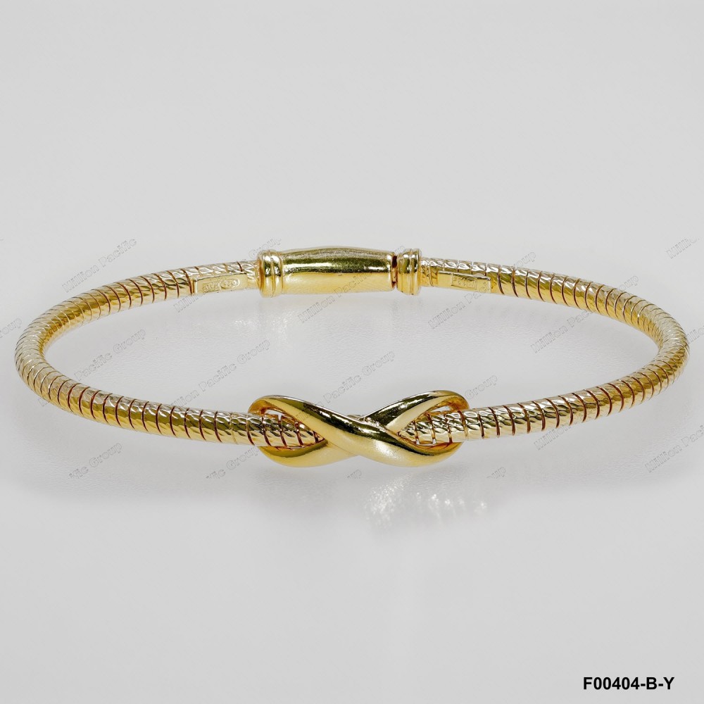 F00401, Italian Diamond Cut Round Chain with Slver Infinity Bangle