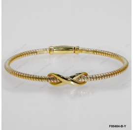 F00401, Italian Diamond Cut Round Chain with Slver Infinity Bangle