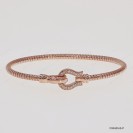 F00405, Italian Diamond Cut Round Chain with White CZ design and Clasp Bangle