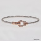 F00405, Italian Diamond Cut Round Chain with White CZ design and Clasp Bangle