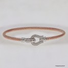 F00405, Italian Diamond Cut Round Chain with White CZ design and Clasp Bangle