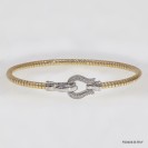 F00405, Italian Diamond Cut Round Chain with White CZ design and Clasp Bangle