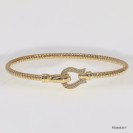 F00405, Italian Diamond Cut Round Chain with White CZ design and Clasp Bangle