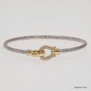 F00405, Italian Diamond Cut Round Chain with White CZ design and Clasp Bangle