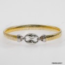 F00406, Yellow Gold Plating Oval Flat Tubo Gas 6.1mm Chain with Rhodium Oval Design Bangle Hook Clasp