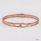 F00408, Double Wire hidden Hinge White CZ Design Bangle