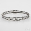 F00408, Double Wire hidden Hinge White CZ Design Bangle
