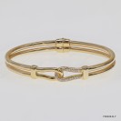 F00408, Double Wire hidden Hinge White CZ Design Bangle