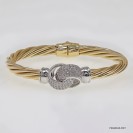 F00409, Italian 6.2mm Two Tones Hidden hinge White CZ Design Bangle