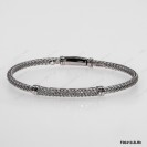 F00410, Italian Chain and Whtie CZ Bar Rhodium Plated Bangle 
