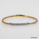 F00410, Italian Yellow Gold Plating Chain with Rhodium White CZ Bar Bangle