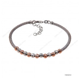 Pop Corn KOREAN wire Chain with Two Color Slash Beads Bangle with Extender B