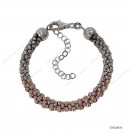 Silver Wire Slash Beads Two Tone Bangle with Extender B