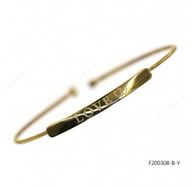 Round Spring Spiral Bangle Bar Engraving with LOVE two heart