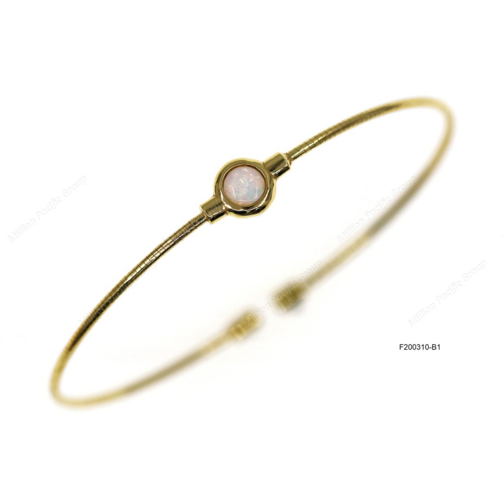 Round Spring Omega Bangle with Round Synthetic Opal