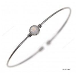 Round Spring Omega Bangle with Round Synthetic Moon Stone