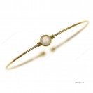 Round Spring Omega Bangle with Round Synthetic Moon Stone
