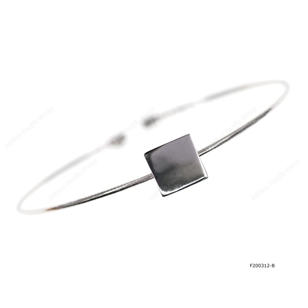 Round Spring Omega Bangle with Geometric Square