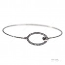 Round Spring Omega Bangle with CZ Oval Ring Casting Bangle