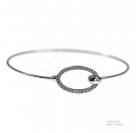 Round Spring Omega Bangle with CZ Oval Ring Casting Bangle