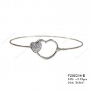 Round Spring Omega Bangle with Double Heart CZ Casting Bangle