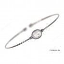 Round Spring Omega Bangle with Oval Synthetic Moon Stone