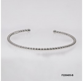 Open Oval Plain Fixed Beads Bangle 2.2mm