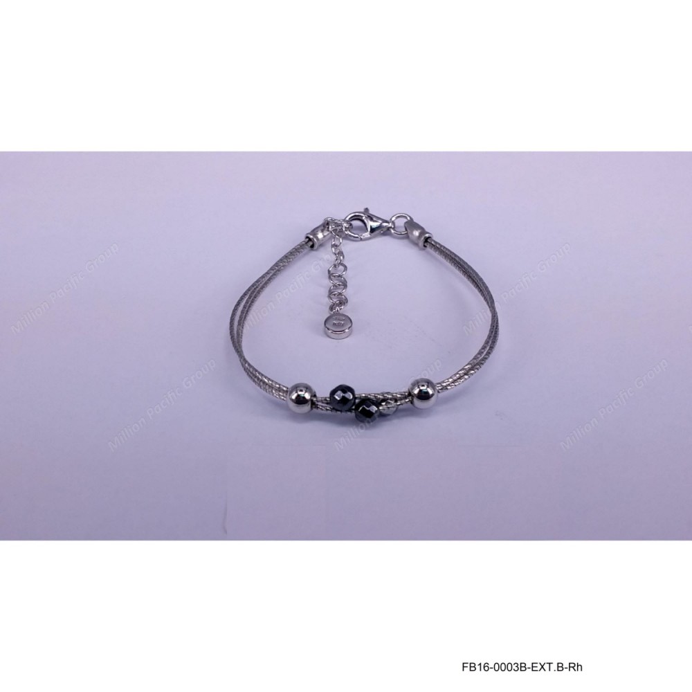 3 Round DC Omega Hematite and Round Bead with Extender B Bracelet