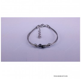 3 Round DC Omega Hematite and Round Bead with Extender B Bracelet