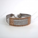 Shining beads adjustable bangle with two tones (Rhodium & Rose Gold)