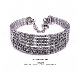 Shining beads adjustable bangle with two tones (Rhodium & Rose Gold)