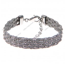 Flat Mesh Bracelet Round Diamond Cut Snake in 10 Lines 9mm