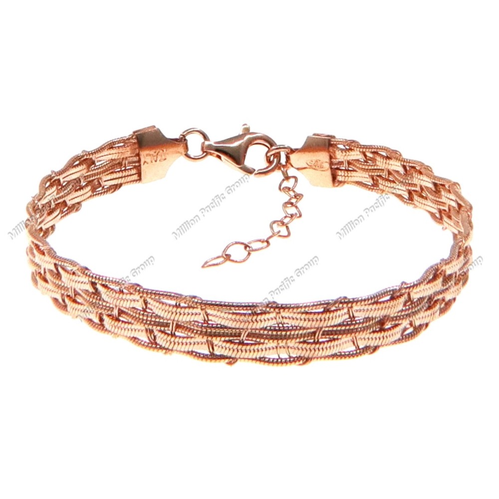 Flat Mesh Bracelet Round Diamond Cut Snake in 8 Lines 7mm