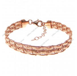 Flat Mesh Bracelet Round Diamond Cut Snake in 8 Lines 7mm