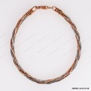 OMFBR-130-470, 5 DC Round Omega Braided Tricolor by line flat bangle ~4.7mm