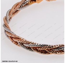 OMFBR-130-470, 5 DC Round Omega Braided Tricolor by line flat bangle ~4.7mm
